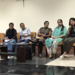 Session 4: Reporting from the margins (from left): Aheli Moitra (Nagaland), Anjulika Samom, Manipur), Linda Chhakchhuak (Meghalaya), Pushpa Usendi (Bastar), Namita Waikar (PARI), Raihana Maqbool (Kashmir).