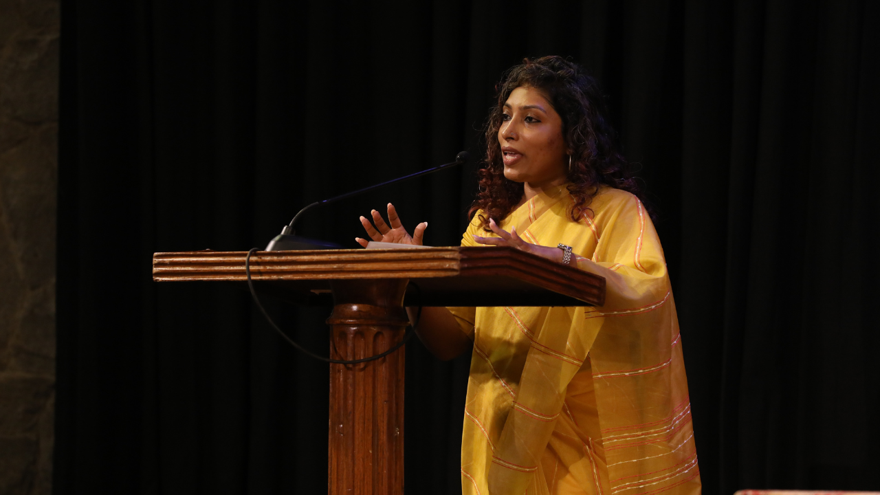 A photograph of journalist Sukanya Shantha